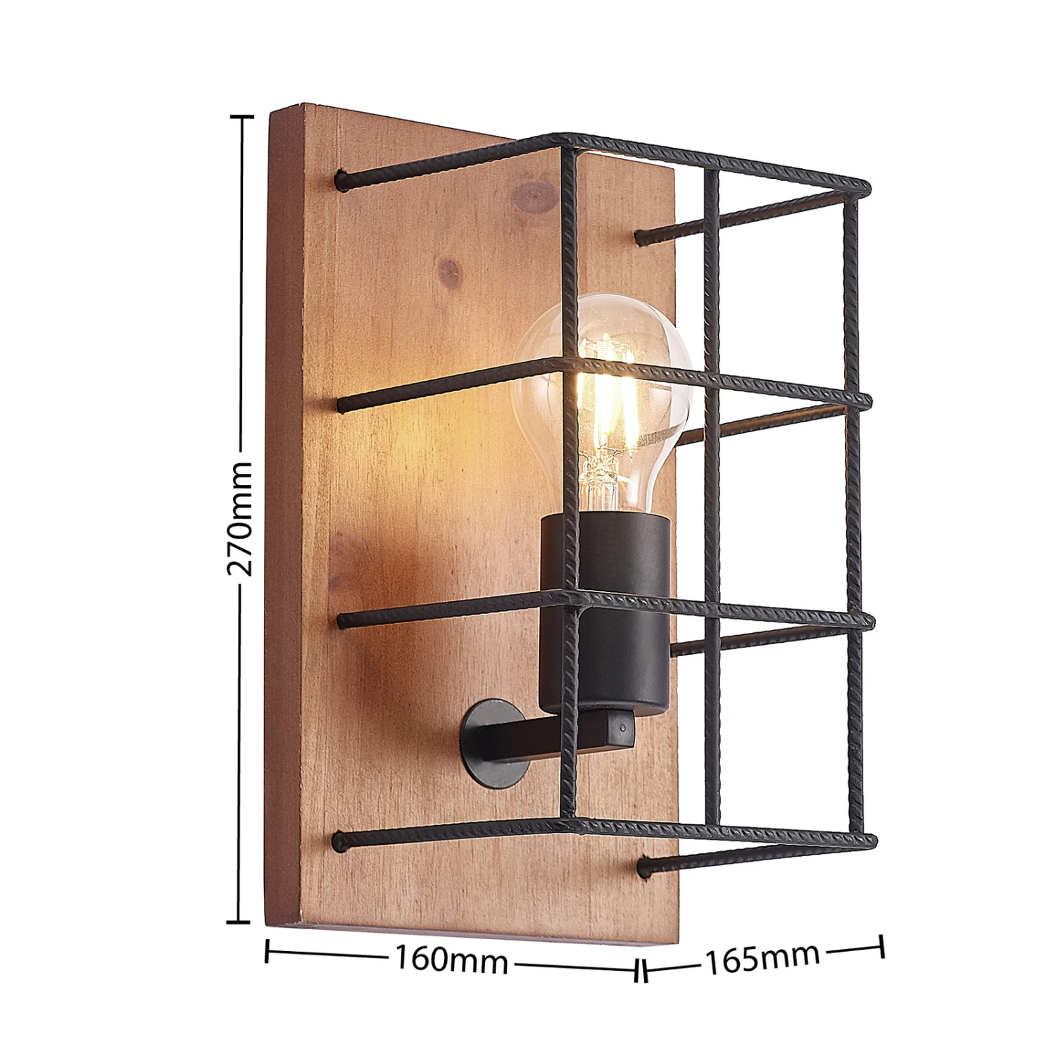Lindby Mireille Käfig-Wandlampe Mit Holz, 1-fl. 6 Lindby Mireille Käfig-Wandlampe Mit Holz, 1-fl. – Bild 4