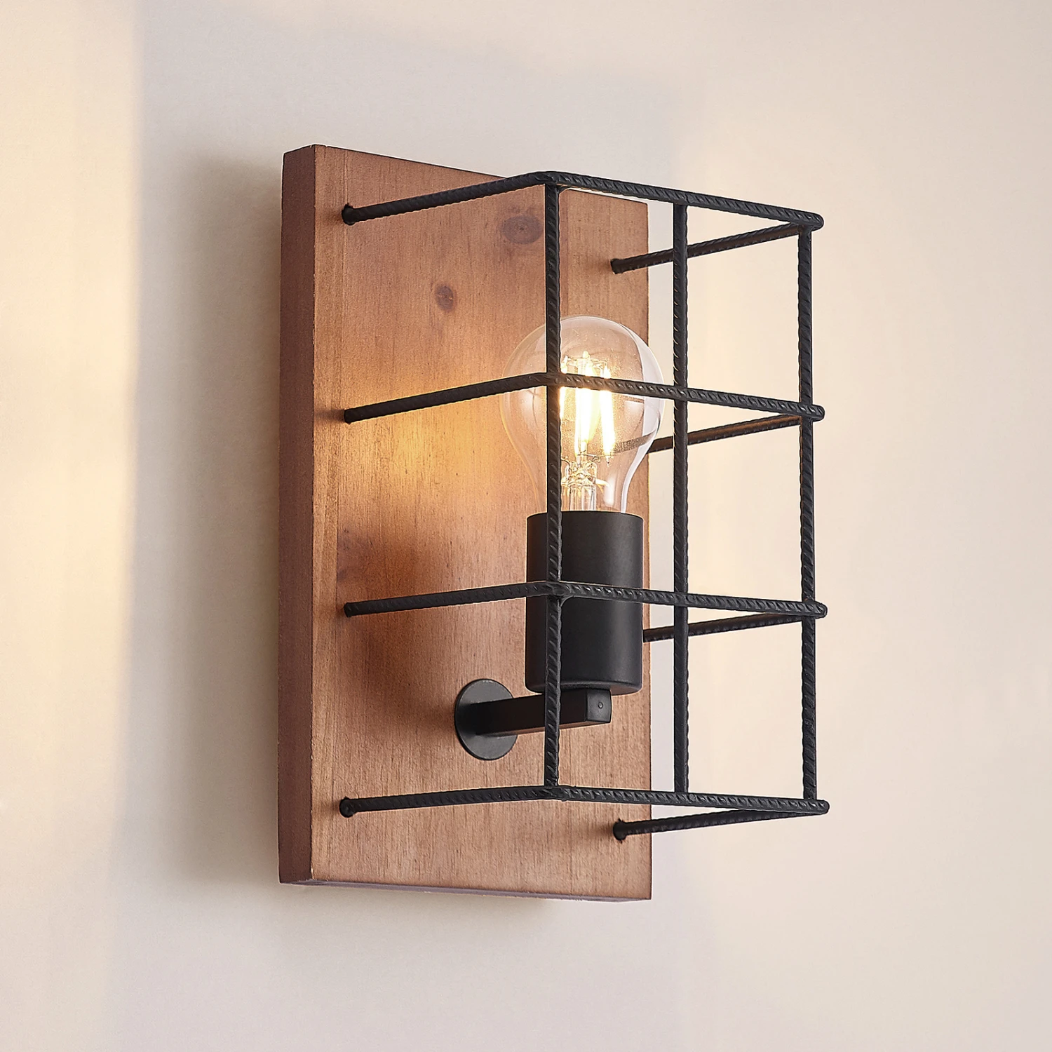 Lindby Mireille Käfig-Wandlampe Mit Holz, 1-fl. 7 Lindby Mireille Käfig-Wandlampe Mit Holz, 1-fl. – Bild 5