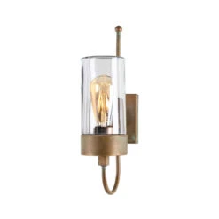 Außenwandleuchte Silindar 3356, Messing Antik/klar