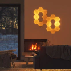 Nanoleaf Elements Wood Hexagons Starter Kit 13x -Laden Für Heimbeleuchtung 6730040 6