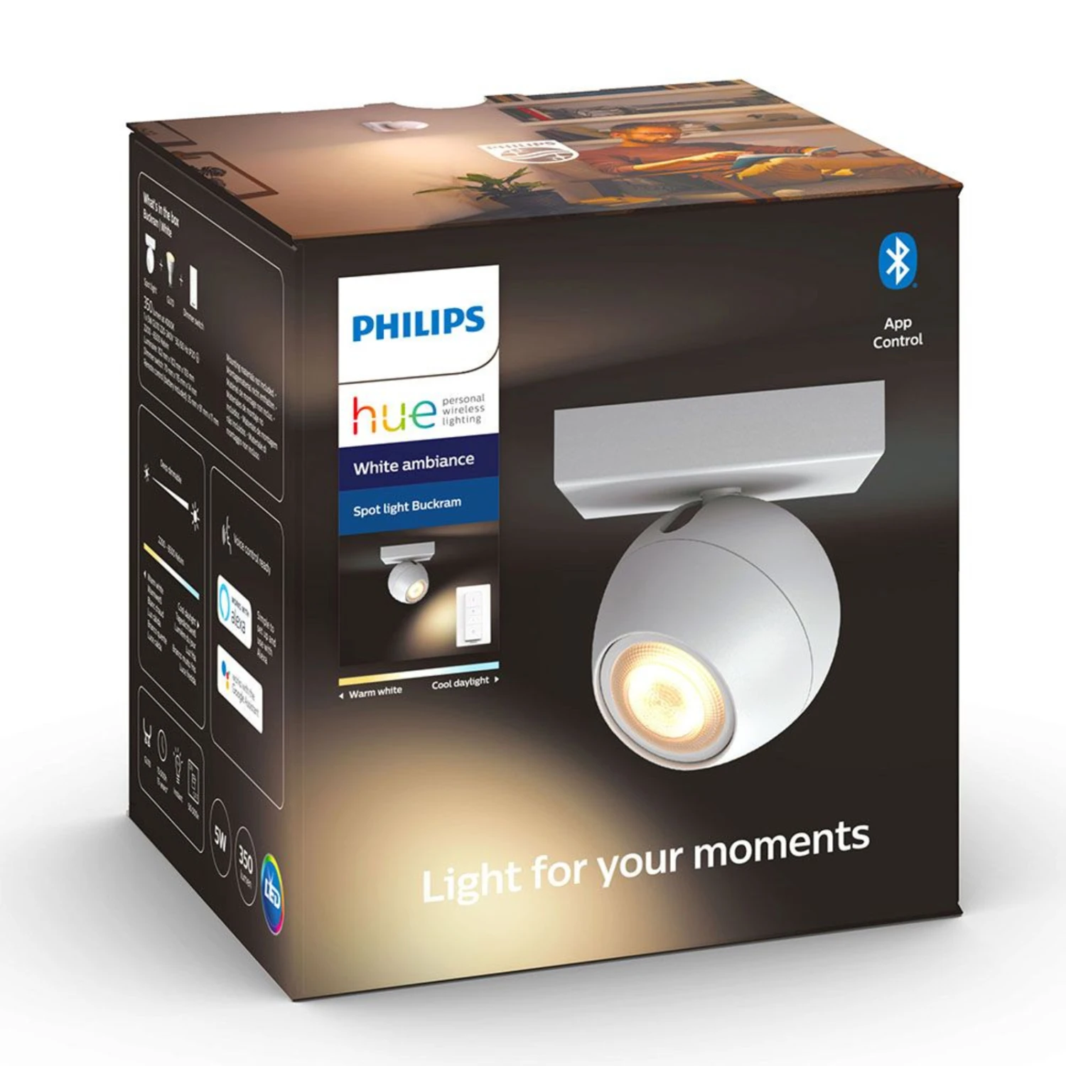 Philips Hue Buckram LED-Spot In Weiß Dimmschalter 9 Philips Hue Buckram LED-Spot In Weiß Dimmschalter – Bild 7