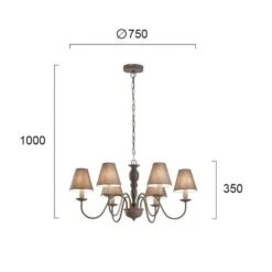 Kronleuchter Fatima, Grau, Sechsflammig -Laden Für Heimbeleuchtung 9514487 2