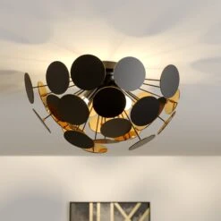 Schwarz-goldene Deckenlampe Kinan