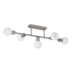 Lindby Biscala Deckenlampe 5fl. Nickel/opal -Laden Für Heimbeleuchtung 9627868 2