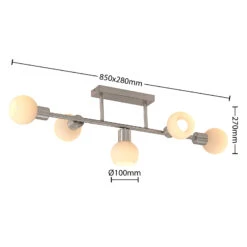 Lindby Biscala Deckenlampe 5fl. Nickel/opal -Laden Für Heimbeleuchtung 9627868 3