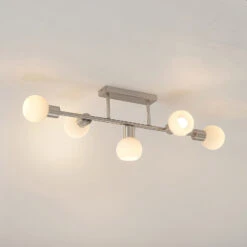 Lindby Biscala Deckenlampe 5fl. Nickel/opal -Laden Für Heimbeleuchtung 9627868 4